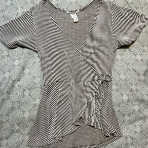 Caution To The Wind Black and White Striped Blouse